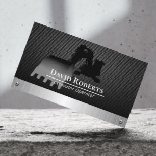 Construction Excavator Plant Operator Black Metal Business Card