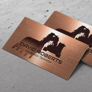 Construction Excavator Plant Operator Copper Business Card