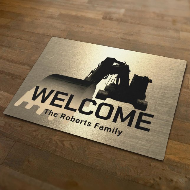 Construction Excavator Plant Operator Gold Welcome Doormat (Creator Uploaded)