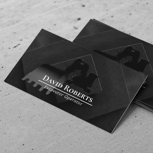 Construction Excavator Plant Operator Modern Black Business Card