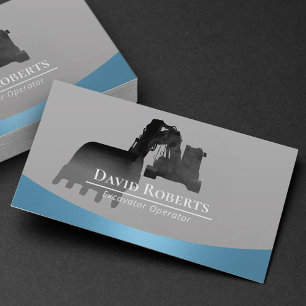 Construction Excavator Plant Operator Modern Blue Business Card