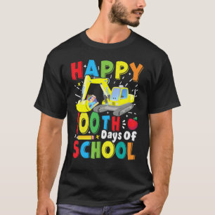Construction Excavator s 100 Days Of School Teache T-Shirt