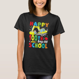 Construction Excavator s 100 Days Of School Teache T-Shirt