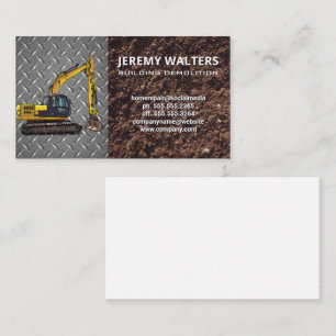 Construction Excavator Soil Metallic Industrial Business Card