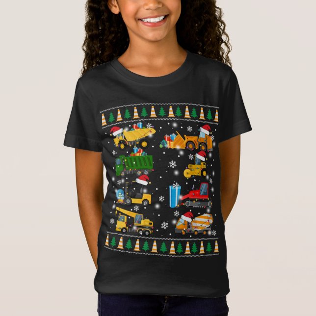 Construction Excavator Truck Santa Ugly Sweater Ch (Front)
