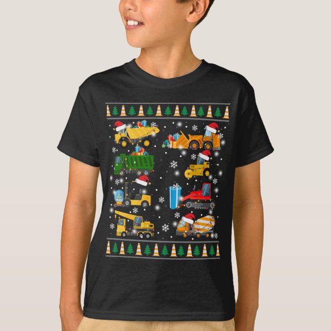 Construction Excavator Truck Santa Ugly Sweater Ch (Front)