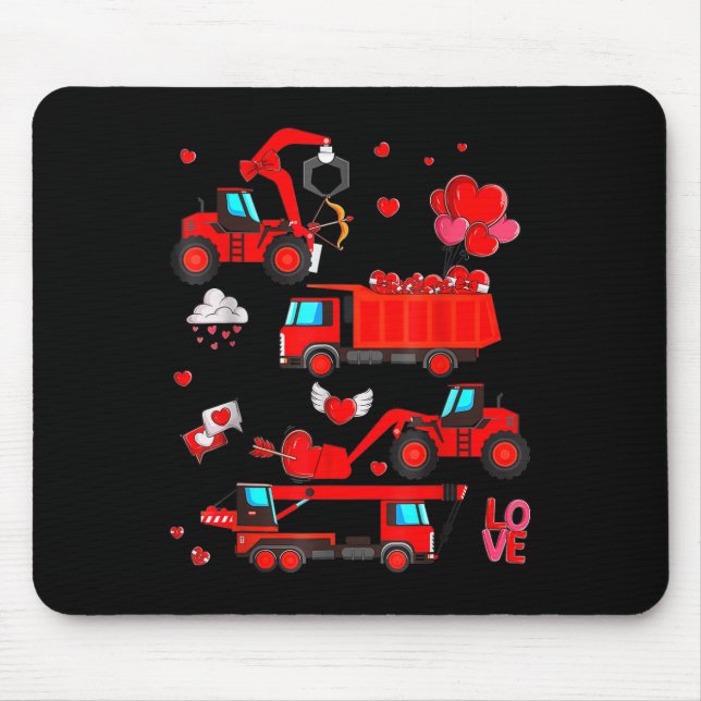Construction Excavator Valentines Day Kids Toddler Mouse Pad (Front)