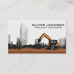 Construction Excavator Vehicle   Real Estate Business Card