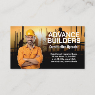 Construction Excavator Workers on Site Builder Business Card