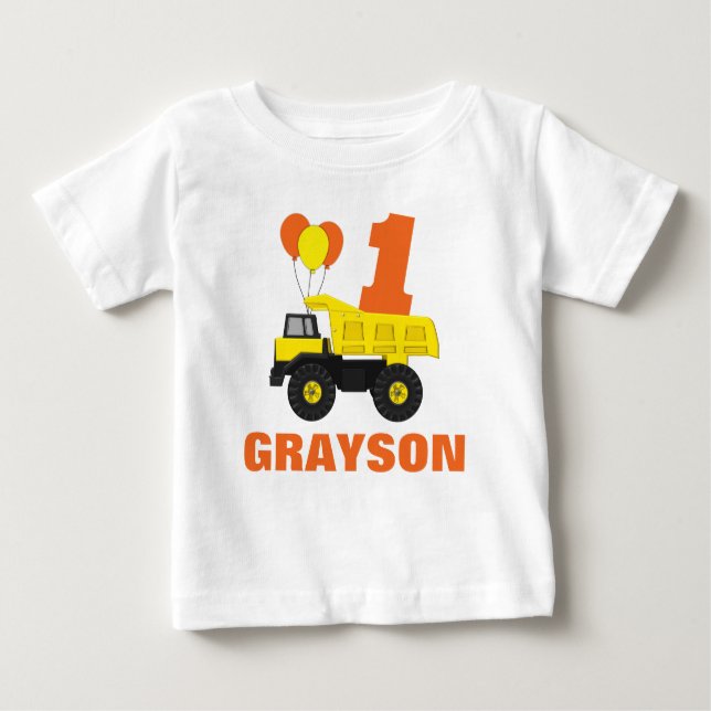 Construction First Birthday Outfit, T-Shirt (Front)