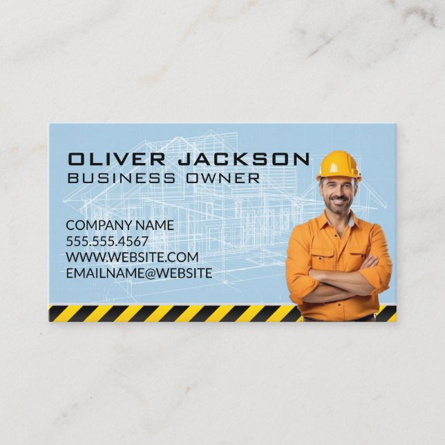 Construction Foreman | Blueprints | Architect Business Card (Front)