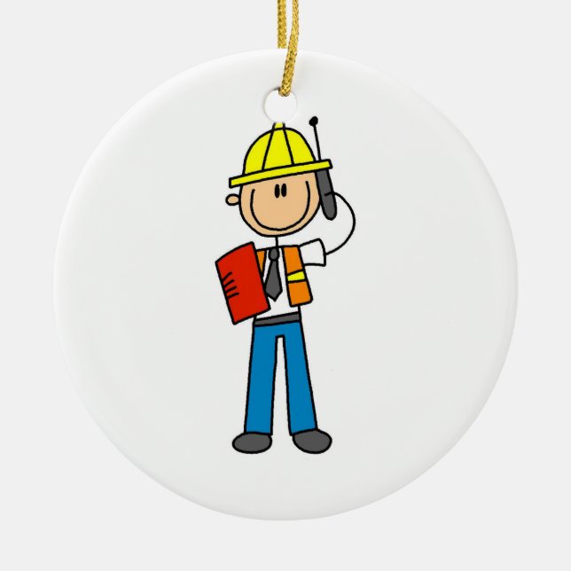 Construction Foreman T-shirts and Gifts Ceramic Tree Decoration (Front)