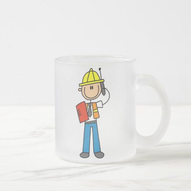 Construction Foreman T-shirts and Gifts Frosted Glass Coffee Mug (Right)