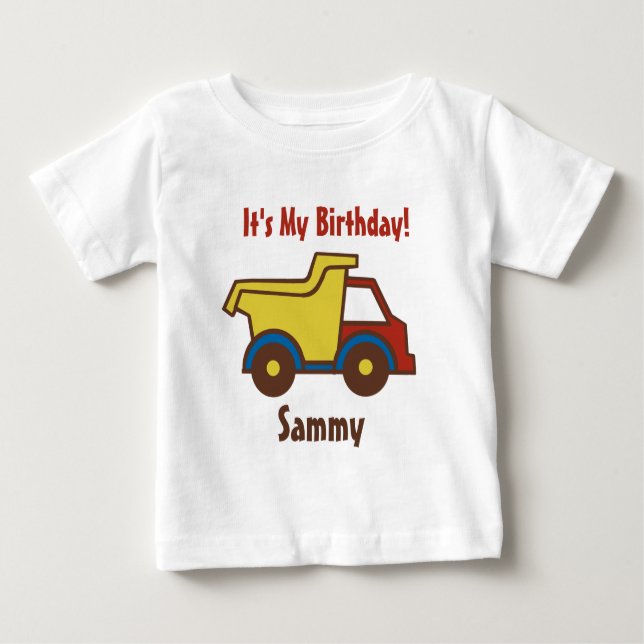 Construction Fun Dump Truck Baby T-Shirt (Front)