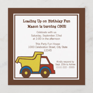 Construction Fun Dump Truck Invitation