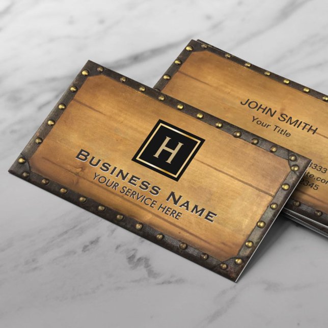 Construction Furniture Monogram Vintage Framed Business Card (Creator Uploaded)