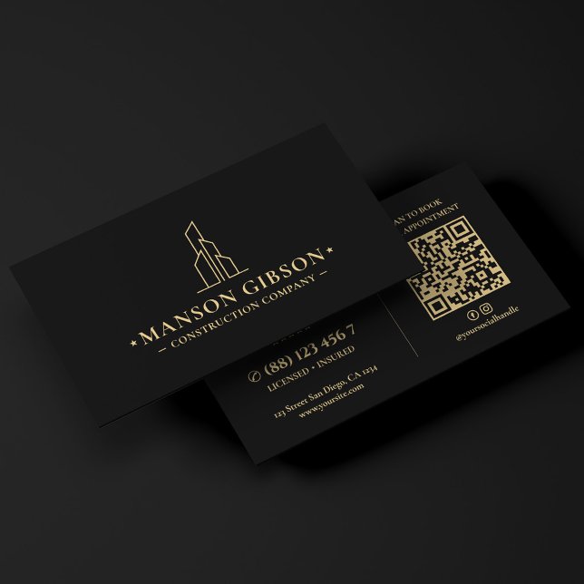 Construction General Contracting Logo Black Modern Business Card (Construction General Contracting Logo Black Modern Business Card)