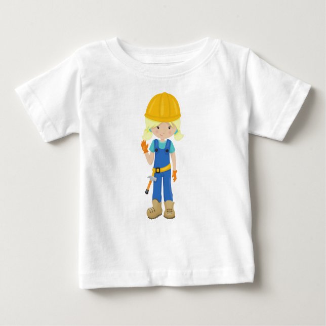 Construction Girl, Blonde Hair, Cute Girl, Hammer Baby T-Shirt (Front)