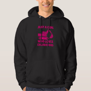 Construction Girl Excavator Truck Building Site He Hoodie