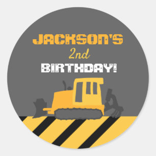 Construction Grader Birthday Party Classic Round Sticker