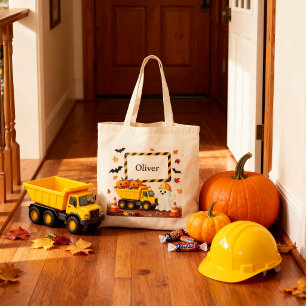 Construction Halloween Truck Trick or Treat Kids Tote Bag