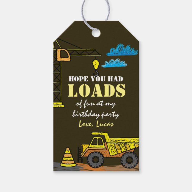 Construction Hand Drawn Favour Tag (Front)