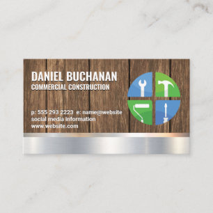 Construction Hand Tools Icons   Wood Business Card