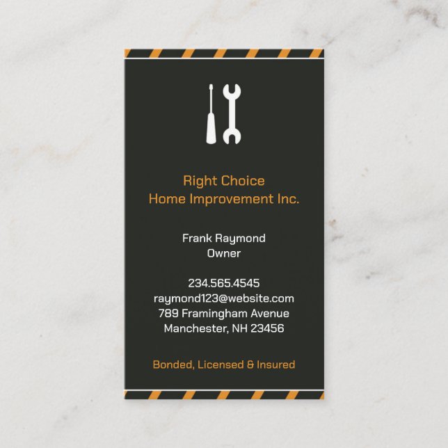 Construction Handyman Business Card (Front)