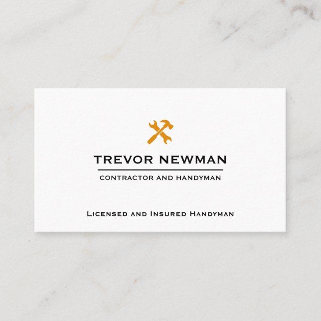 Construction Handyman Carpenter ORANGE Tools  Business Card (Front)