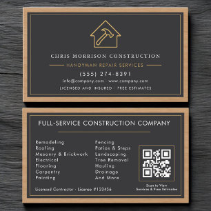 Construction Handyman QR Code Professional Business Card