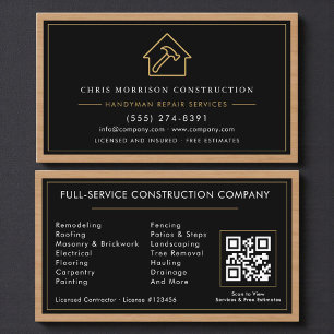 Construction & Handyman QR Code Wood Business Card