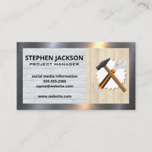 Construction Handyman Tools Metal Border Business Card
