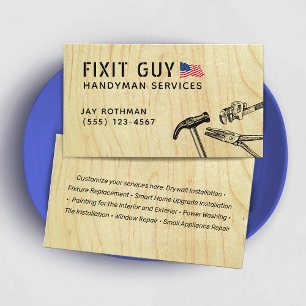 Construction Handyman Tools, Patriotic Business Card