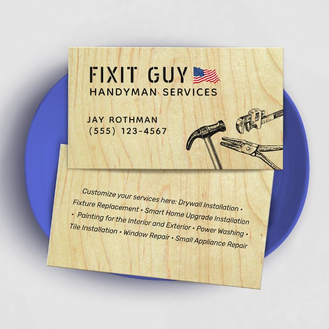 Construction Handyman Tools, Patriotic Business Card (Creator Uploaded)
