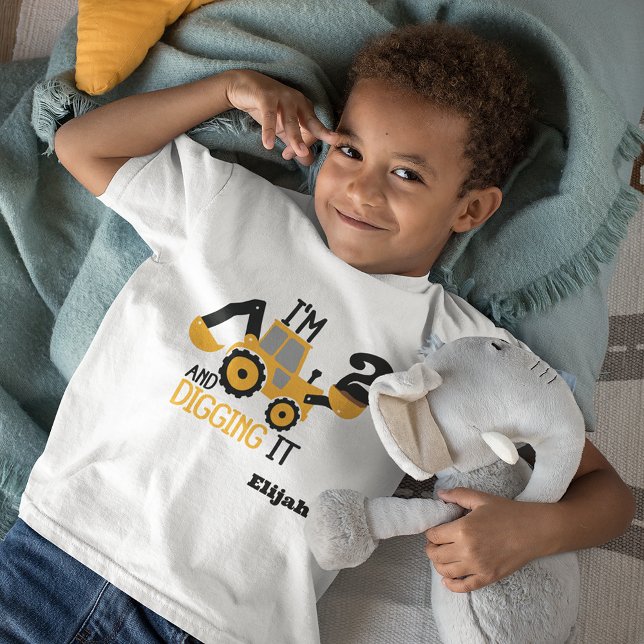 Construction Happy Birthday Digging It Age Name Toddler T-Shirt (Creator Uploaded)