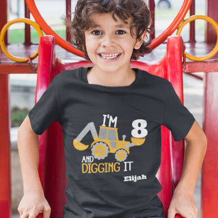 Construction Happy Birthday Digging It Age Name v2 T-Shirt