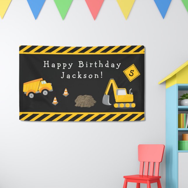 Construction Happy Birthday with Age Boy Banner (Creator Uploaded)