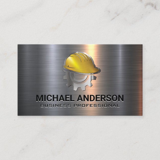 Construction Hard Hat | Blue Collar Contractor Business Card (Front)