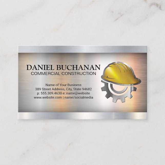 Construction Hard Hat Gear | Blue Collar Business Card (Front)