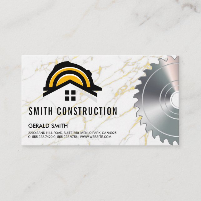 Construction Hard Hat Logo | Saw Business Card (Front)