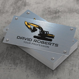 Construction Heavy Equipment Operator Blue Metal Business Card