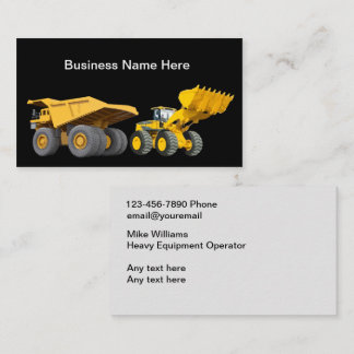 Construction Heavy Equipment Operator Business Card