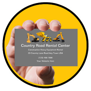 Construction Heavy Equipment Rental Business Card