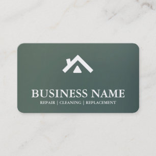 Construction House Roof Logo Real Estate Green Business Card