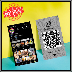 Construction Instagram Grey QR Code Business Card