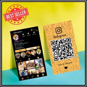Construction Instagram Peach   QR Code Business Card