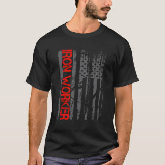 Construction Iron Worker Vintage American Flag Wel T-Shirt