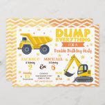 Construction Joint Birthday Invitation Siblings<br><div class="desc">All designs are © Happy Panda Print</div>