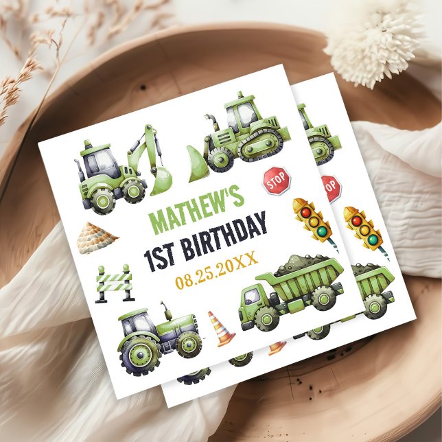 Construction Kids 1st Birthday Party Napkin (Creator Uploaded)