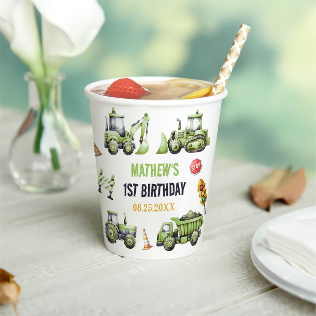 Construction Kids 1st Birthday Party Paper Cups (Creator Uploaded)